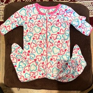 George Pink, Teal & Purple Heart Fleece One-Piece Footie